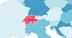 Map of Switzerland within Europe