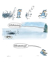 Comic-Illustrationen zeigen eine Gruppe von Kindern beim Camping. Sie sammeln Holz, um ein Lagerfeuer zu machen, während einige faul in Stühlen sitzen.