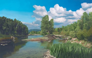 Malerei Seitengerinne