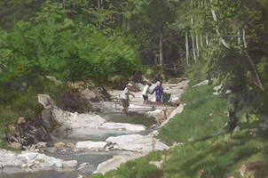 Malerei Fischtreppe, Zoom