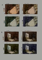 Illustrationen und Skizzen einer visuellen Arbeit über Erinnerungen an Krieg und Nachkriegszeit; Szenen mit Menschen, Landschaften, Gebäuden und Objekten in malerischem Stil.