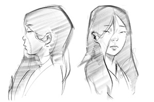 Schwarz-weisse Illustrationen und Skizzen von Raphael Angst aus seiner Abschlussarbeit an der HSLU Design Film Kunst. Die Zeichnungen zeigen Szenen mit Frauen und Kindern in traditioneller japanischer Kleidung sowie Landschaften, Architektur und Innenräume. Der Stil ist fein schraffiert und stimmungsvoll, mit Fokus auf Emotionen und Erzählung.