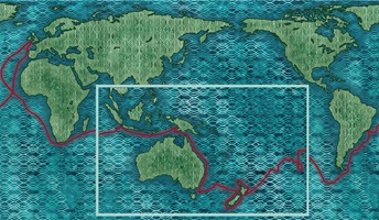 Weltkarte mit Route