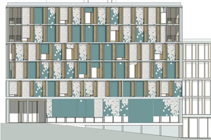 Urban Fabrics – Visualisierung des Projekts «Papierwerk»,  Storengestaltung für die Gebäude Suurstoffi 43 und 45 in Rotkreuz. Jana Rehmann, Sonja Locher und Laura Schor