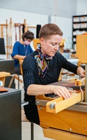 Working in the weaving workshop