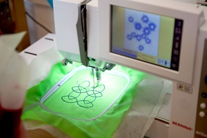 Working in the embroidery workshop