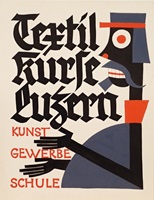 Max von Moos (1903–1979), Plakatentwurf Textilkurse Luzern, um 1935/1940, Gouache auf Papier, 32.5 x 25 cm, Max von Moos Stiftung. Foto: © Peter Thali/ProLitteris Zurich