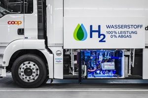 Wasserstoff tanken: Lastwagen mit Brennstoffzellensystem