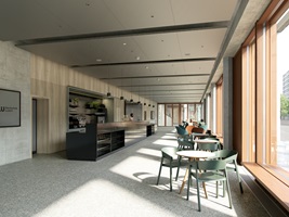 Visualisierung des künftigen Bistros im neuen Gebäude «Perron» des Campus Luzern Bahnhof.
