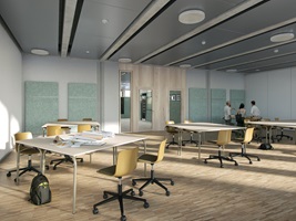 Visualisierung eines künftigen Unterrichtraums im neuen Gebäude «Perron» des Campus Luzern Bahnhof.
