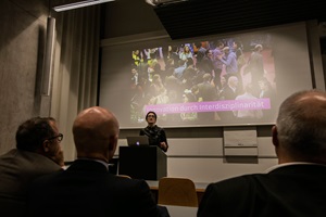 Sylvie Reinhard spricht über «Gestaltungspotenziale in der Digitalität». @Hochschule Luzern/P. Kälin