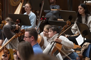 Studierende der Hochschulorchester Luzern und Basel im KKL Luzern während der Probe für das Sinfoniekonzert vom 7. November 2022.