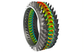 Adjoint-based shape optimization for a single-stage axial turbine. 