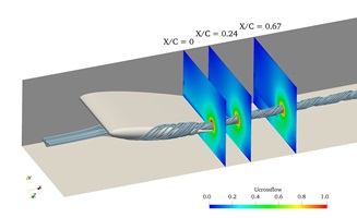 Entwicklung eines gekoppelten Reynolds-Stress Turbulenzmodells zur Berechnung von Wirbelstrukturen. Hier: Randwirbel eines NACA0012 Flügelprofils. 
