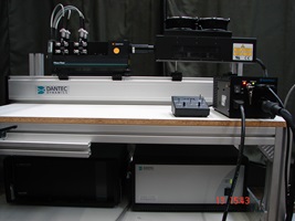 Lasermesssystem mit Hauptkomponenten Laser, Transmitterbox und Singalaufbereitung.