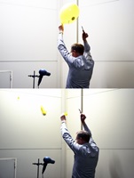 Der Unterschied der Akustik im schalltoten Raum und im Hallraum wird eindrücklich gezeigt anhand eines geplatzten Ballons
