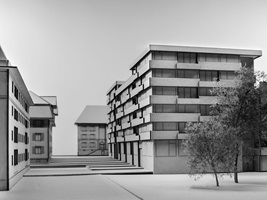 Visualisierung des städtebaulichen Projekts: Die Fassade wird als begrünter und komplett zu öffnender Schwellenraum genutzt.