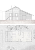 Floor plan and elevation of an intervention in an existing building