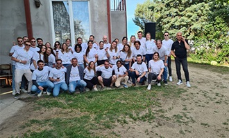 Gruppenfoto auf der Winery