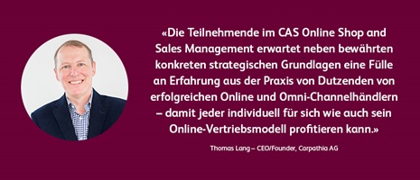 Meinung von Dozent Thomas Lang zum CAS Online Shop and Sales Management