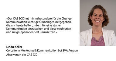 Linda Keller, Absolventin des CAS Internal and Change Communication, Co-Leiterin Marketing & Kommunikation bei SVA Aargau