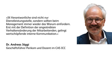 Dr. Andreas Jäggi, Dozent im CAS Internal and Change Communication, Geschäftsführer Perikom