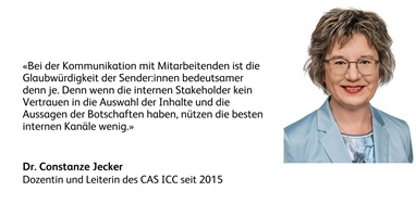Dr. Constanze Jecker, Dozentin und Leiterin des CAS Internal and Change Communication