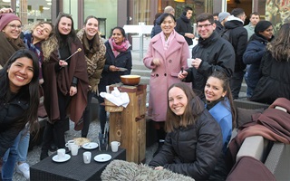 MSc International Financial Management students enjoying a Swiss Fondue at a social event of the school