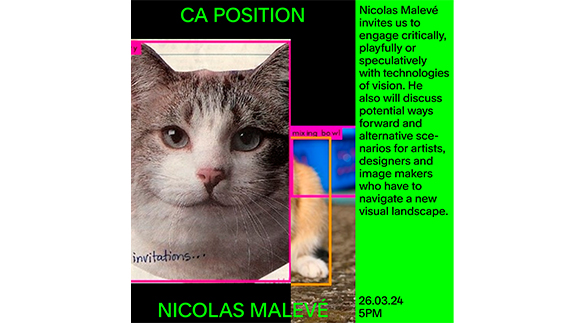 Poster für die Veranstaltungsreihe Position des BA-Studiengangs Camera Arts.