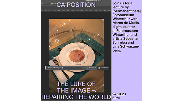 Poster für die Veranstaltungsreihe Position des BA-Studiengangs Camera Arts.