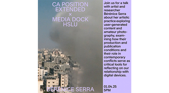 Poster für die Veranstaltungsreihe Position des BA-Studiengangs Camera Arts.