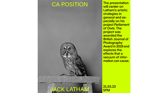 Poster für die Veranstaltungsreihe Position des BA-Studiengangs Camera Arts.