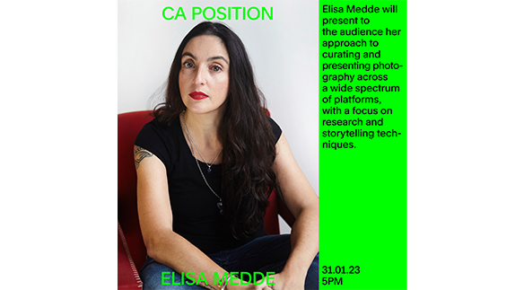 Poster für die Veranstaltungsreihe Position des BA-Studiengangs Camera Arts.