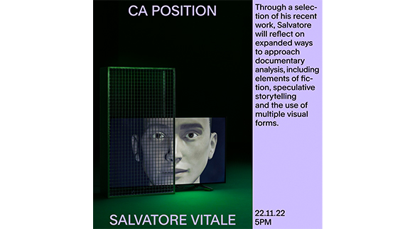 Poster für die Veranstaltungsreihe Position des BA-Studiengangs Camera Arts.