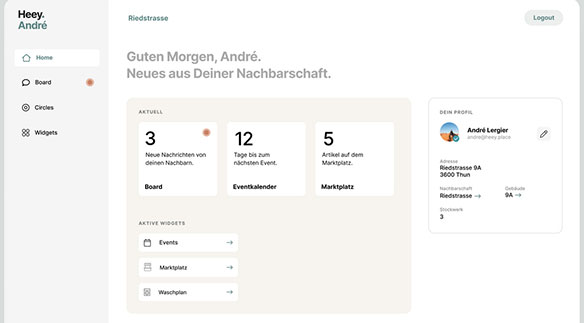 Mockup der App Heey von André Lergier und Miro Bossert (Bachelor Digital Ideation). Bild: zvg