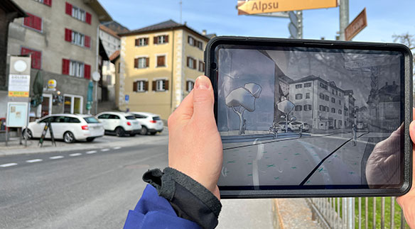 In Disentis GR arbeitete das HSLU-Team an der Visualisierung einer Aufwertung des Ortskerns.