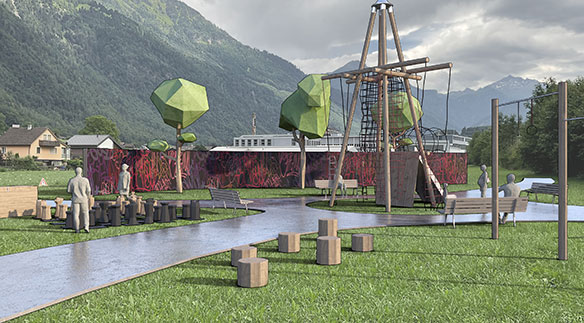 Das HSLU-Team kreierte auch eine AR-Visualisierung für den geplanten Park im Glarner Stadtzentrum.