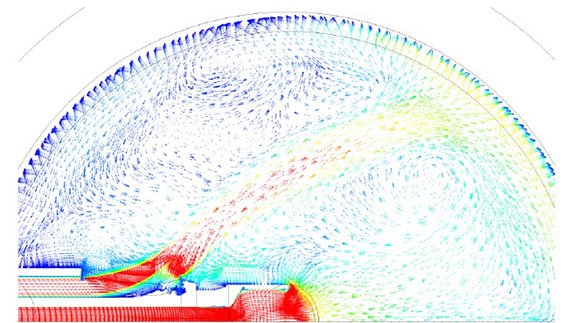 Beispiel für eine Strömungssimulation während einer Katarakt-Operation