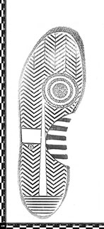 Die Abdrücke verschiedener Schuhmarken sind an sich gut zu unterscheiden. @Foto: Forensity.com