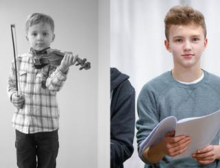 Carlo ist 13 Jahre alt und singt in einem Chor. Als Kind spielte er Harfe. 