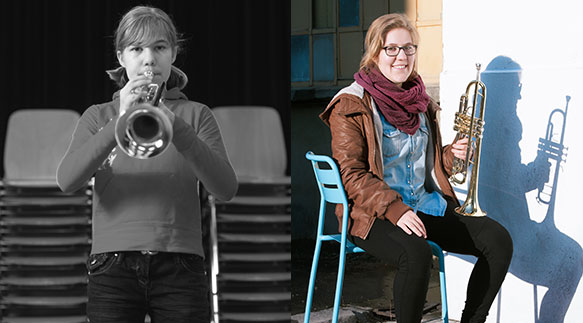 Corinne spielt seit elf Jahren Trompete. 