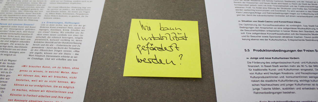 Moodbild mit der Frage: «wie kann Instabilität gefördert werden?»