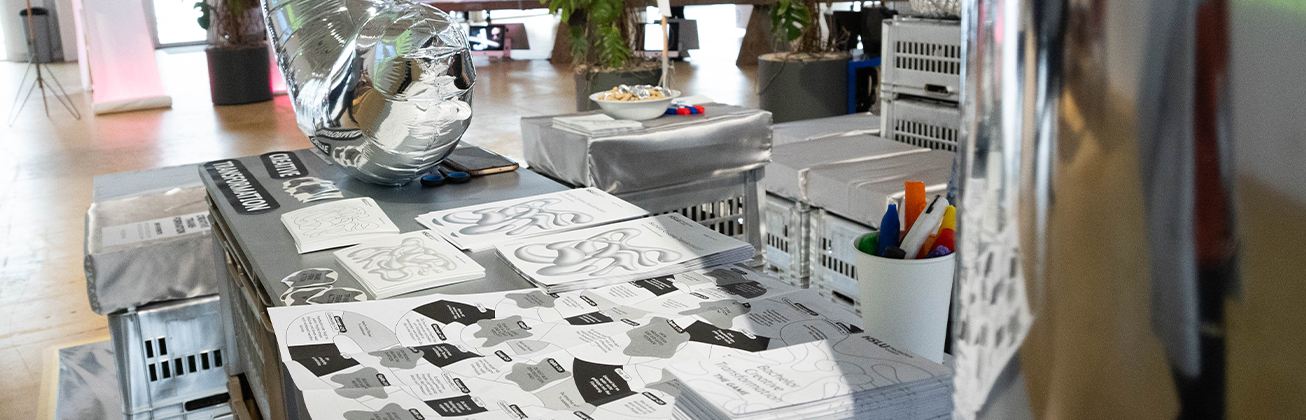 Moodboard für die Seite Aktuell des Studiengangs Creative Transformation. 