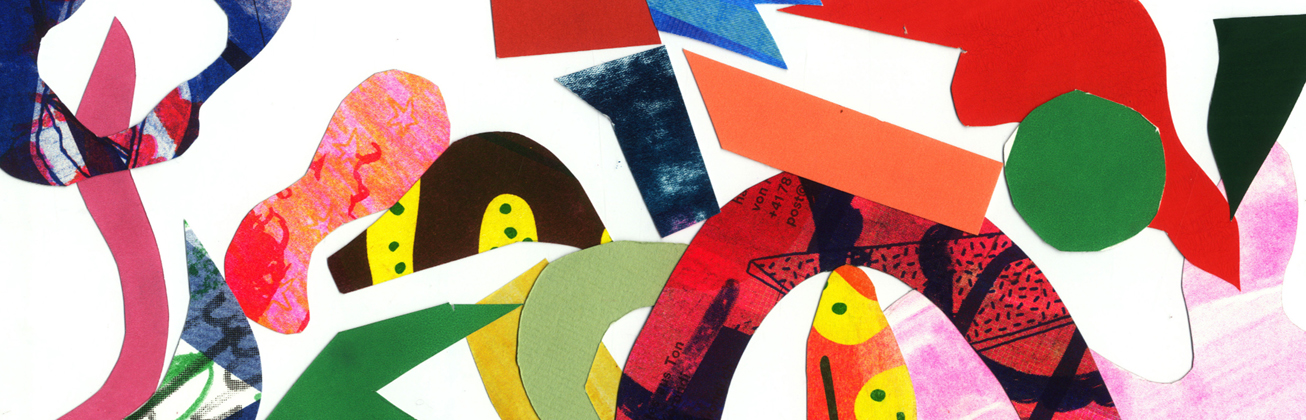 Ausgeschnittene Farbfelder als Collage