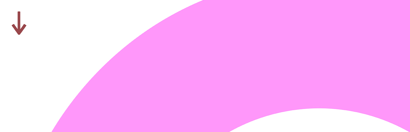 Pinker Bogen mit dunkelrotem Pfeil nach unten. 