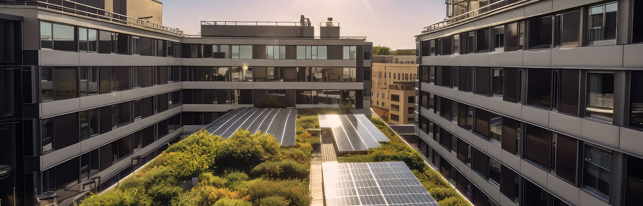 Immobilie mit Solarpanels