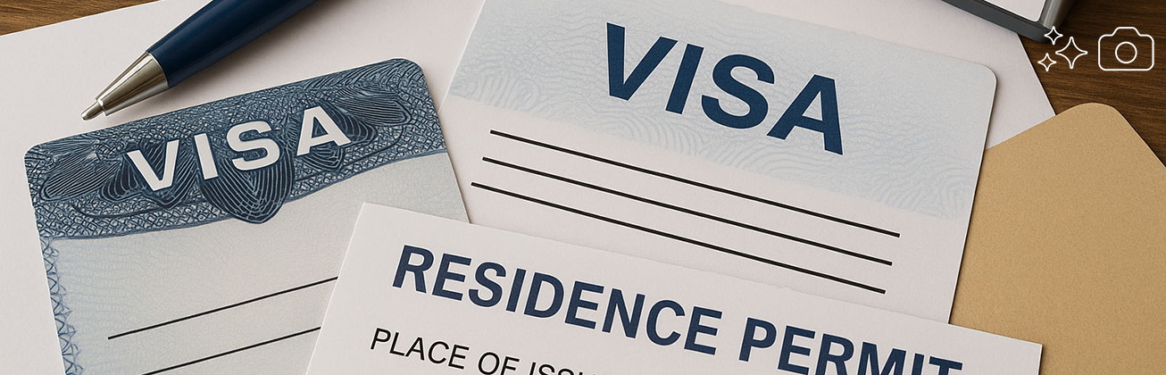 Visa and residence permit papers