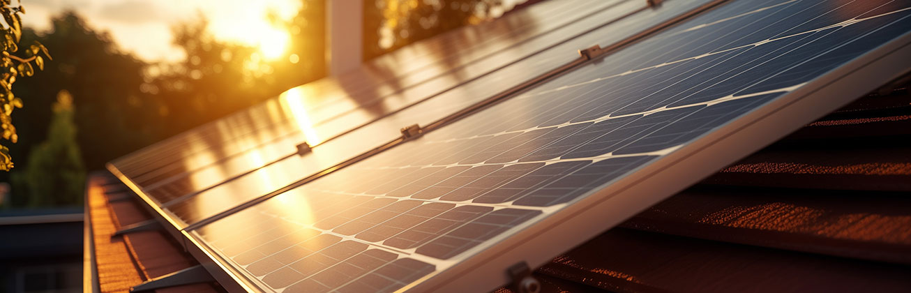 Solarpanels im Sonnenuntergang
