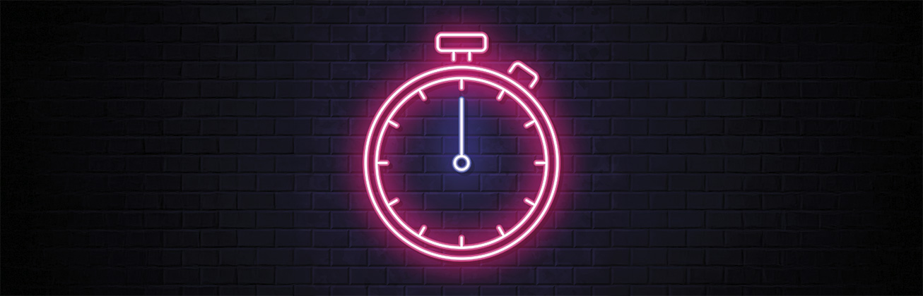 Pinke Stoppuhr auf schwarzem Grund