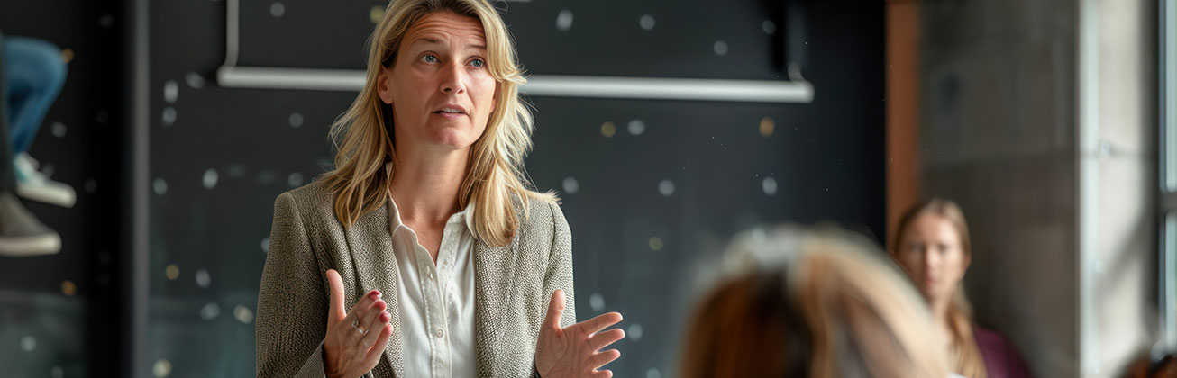 Eine Frau präsentiert